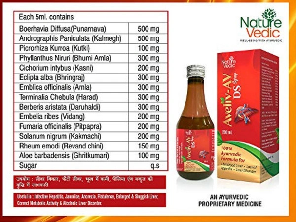 Nature Vedic Aveliv AV- DS Syrup |Ayurvedic liver Detoxer, Improve Digestion, Improve Alcoholic Liver Disorder  - 400 ml